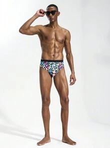 Manfinity Swimmode Men's Leopard Print Casual Swimming Trunks, Minimalist & Fashionable For Daily Wear - Multicolor - View 6