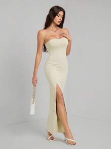 SHEIN Tall 女士优雅纯色高开叉紧身连衣裙