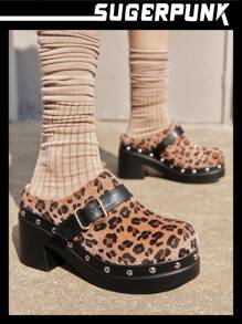 Sugerpunk Women's Fashionable Black Backstrap Wooden Clog Platform Slingback Shoes Spring Shoes Spring Break Easter Prom Heels - Brown - View 1