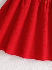 SHEIN Young Girl Solid Color Snug Fit Knitted Camisole Dress - Red - View 6