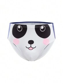 3pcs Milk Silk Panda Cartoon Print Funny Triangle Brief Underwear For Teenagers