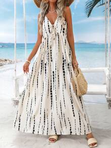 SHEIN VCAY Vestido con estampado floral tejido, vacaciones de verano