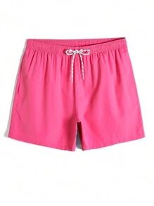 Zalmeno 2pcs/Pack Men's Solid Color Drawstring Waist Beach Shorts - Multicolor - View 6