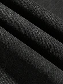 SHEIN 青少年男孩休闲时尚黑色舒适弹力紧身牛仔裤，适合日常穿着和返校服装 - 黑色 - 查看 6