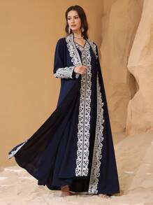 Al Najma 2 件套高端花卉蕾丝拼接奢华女士连衣裙套装，朴素