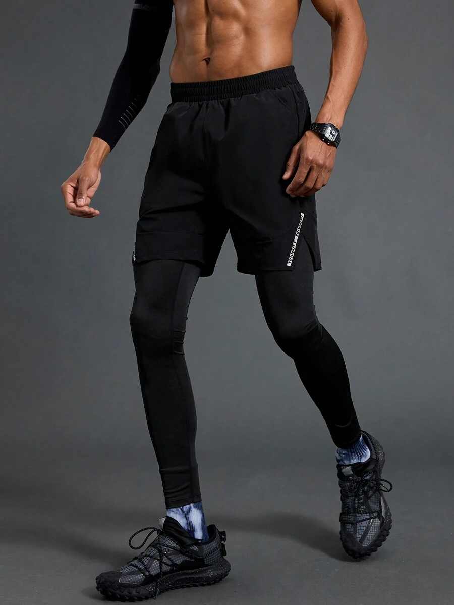 Manfinity Sport Polished بناطيل رياضية كاجوال للرجال ذات خصر مطاطي وجيوب، لون أحادي