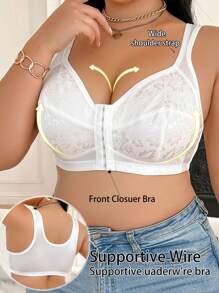 1 件大码前钩无钢圈文胸 - 白色 - 查看 5