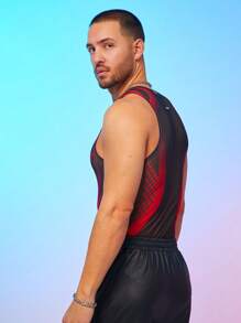 FeverCity Men's Digital Printed Mesh Jumpsuit - Multicolor - View 3