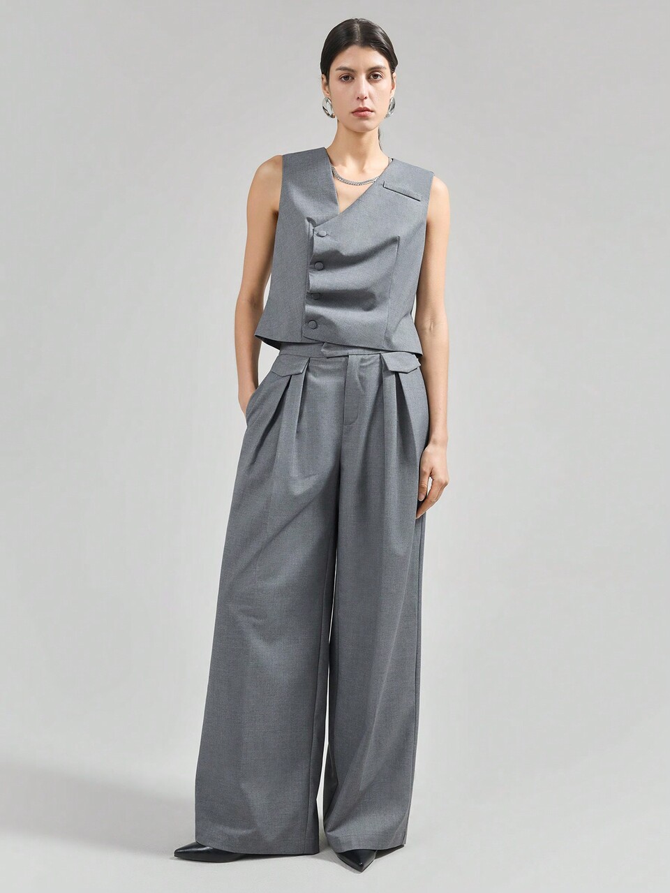 Women's Casual Suit Pants, Gray Urban Casual Style, Versatile Daily Wear, Women's Trousers, Spring Fashion