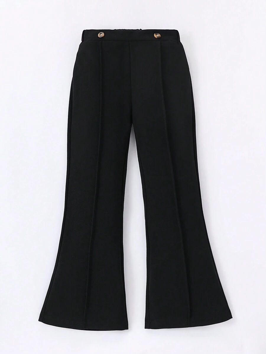 Tween Girls Casual Versatile Black Wide Leg Flare Pants Fall Winter - Black - View 1