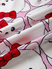 2 件可爱猫咪和心形图案女童睡衣套装 - 彩色 - 查看 4