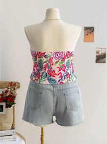 Soleia Plus Size Women Retro Colorful Paisley Floral Print Camisole Top, Holiday Style - Pink - View 2