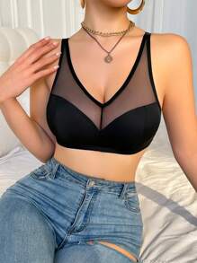 SHAPORA حمالة صدر سوداء خفيفة لا سلك متناهية البساطة - الأسود - مشاهدة 1