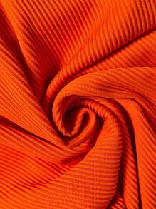 SHEIN Swim Curve Plus Size Women Summer Vacation Casual Solid Color One-Piece Swimsuit - Orange - View 6