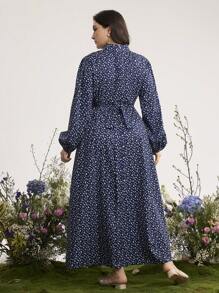 Graceveil 大码优雅碎花灯笼袖连衣裙 - 彩色 - 查看 2