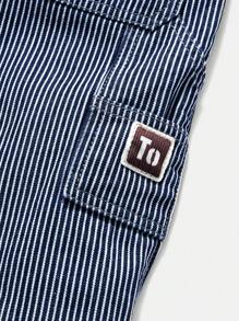 Quần Jeans Carpenter 100% Cotton, Co Giãn, Có Dây Rút, Cạp chun, Màu Xanh/Trắng, Không Thể Thiếu Cho Bé Trai Thường Ngày, Đường Phố, Phong Cách Thể Thao, Cả Năm - Rửa nhẹ - Xem 4