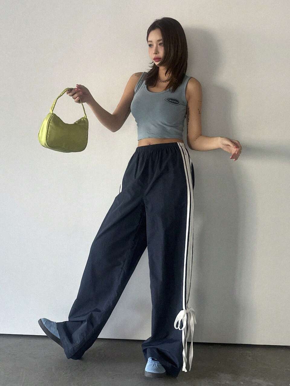Women's Straight Leg Contrast Color Block Casual Pants
