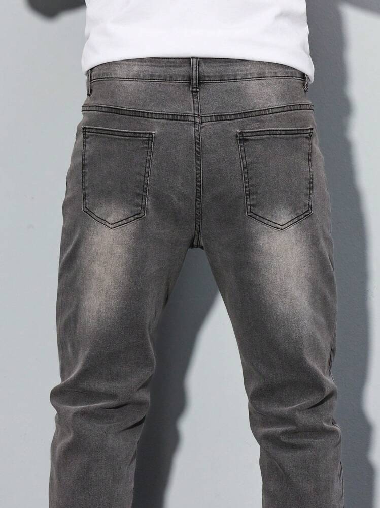 Manfinity Homme Men's Classic Straight Fit Pockets Casual Versatile Jeans - Grey - View 8