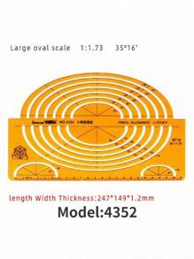 模板测量尺圆形椭圆尺 K 树脂绘图设计家具建筑师模板绘图尺 - 薑色 - 查看 7