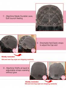 Straight Woven Human Hair Wig With Bangs - Natural Black - View 7