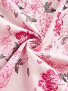 SHEIN MOD Váy hồng in hoa cổ chữ V thắt nơ eo xòe, mùa xuân, lễ hội, đêm hẹn hò, kỳ nghỉ nhiệt đới, thanh lịch, kỳ nghỉ, trang phục hoa cho phụ nữ - Hồng - Xem 4