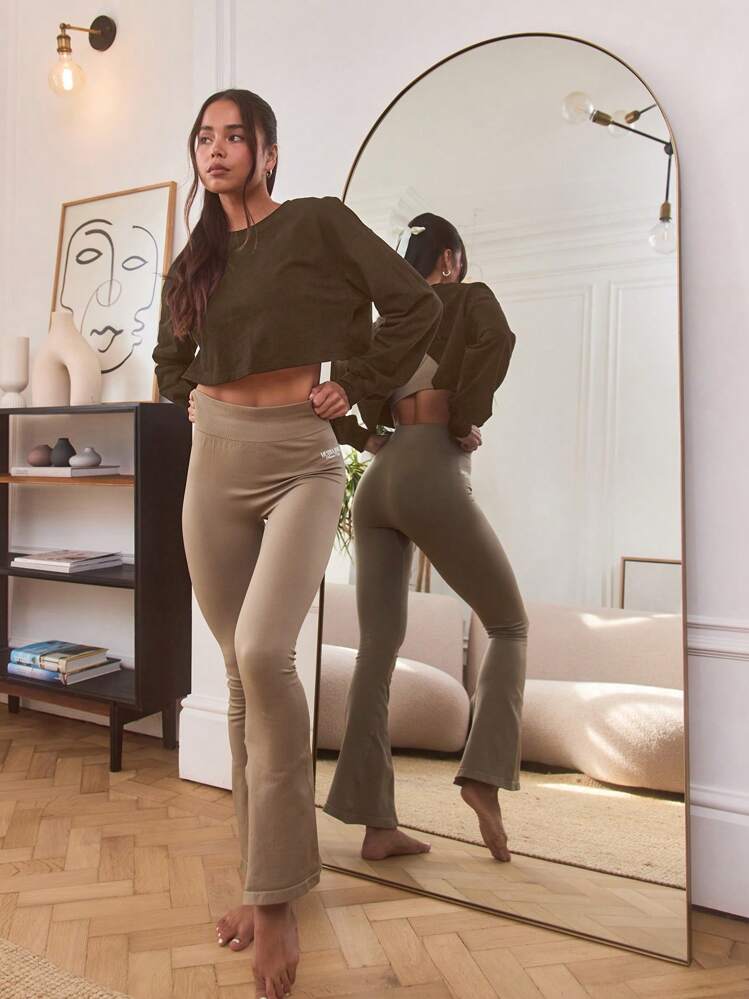 Musera Sport 短款针织开襟交叉后背长袖上衣运动衫、板式网球、泡菜球健身房健身 - 巧克力棕 - 查看 4