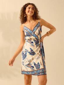 CAJUNI Rochie de damă, boho, tropicală, cu imprimeu floral, fără mâneci, ocazională, pentru vacanță de vară - Multicolor - Vizualizare 3