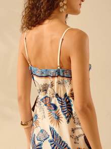 CAJUNI Rochie de damă, boho, tropicală, cu imprimeu floral, fără mâneci, ocazională, pentru vacanță de vară - Multicolor - Vizualizare 7