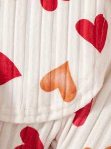 SHEIN Vintaside Kids 3pcs Baby Girl Autumn/Winter Heart Print Sweater, Leggings And Top Set - Multicolor - View 8