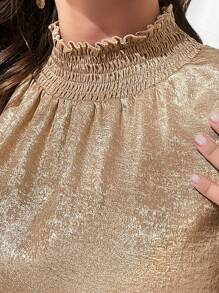 SHEIN Privé 加大码宽松金色无袖上衣，优雅办公室设计，成熟女性夏季背心