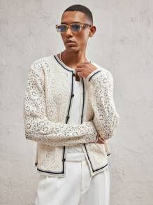 AKNOTIC Business Casual 男士修身时尚休闲针织秋季毛衣，适合秋冬季 - 杏色 - 查看 7