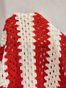 AKNOTIC Party Men Knitted Fitted Turndown Collar Short Sleeve Casual Cardigan Fall Sweater, Suitable For Daily Wear - Red and White - View 8