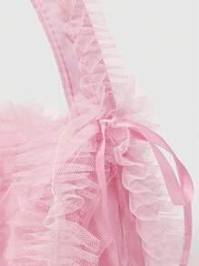 ROMWE Kawaii 可爱蕾丝边蝴蝶结装饰女士手提包粉色