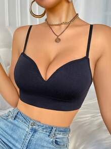 1 Áo ngực không dây liền mạch cho nữ, thời trang tối giản, mặc thường ngày - màu đen - Xem 5