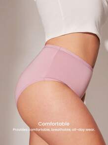 LUVLETTE Plus 3-Pack Airy Soft Cotton Basic Patterned High-Waist Lingerie Women Underwear Briefs-Pink - Multicolor - View 8