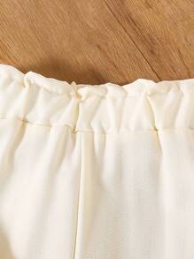 SHEIN 女孩仙女上衣独特辣妹仙女风格盖袖吊带背心高腰方领短款上衣套装，日式风格 - 杏色 - 查看 7