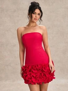 SHEIN BAE 女士优雅抹胸无袖商务休闲女士正式女士连衣裙、圣诞服装、圣诞派对、蝴蝶结连衣裙返校季连衣裙婚宴伴娘礼服夜间外出红色返校季连衣裙情人节服装女士夏季服装//春季服装//情人节服装//海滩度假单身女郎服装、优雅、女士海滩服装/海滩、女士婚礼宾客礼服/新娘送礼会礼服白色、毕业礼服/毕业服装、女士早午餐服装、女士音乐会服装/狂欢服装节日/乡村音乐会服装/伊比沙岛服装/纳什维尔服装、度假、度假、朴素、热带度假女装、辣妹、夏季/夏季服装/夏季服装、女士春季服装、约会夜礼服、伴娘迷你连衣裙、优雅小黑裙、春/夏、褶边 - 紅色 - 查看 6