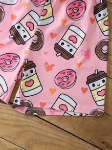 Tween Girl 甜甜圈图案圆领睡衣套装 - 彩色 - 查看 8