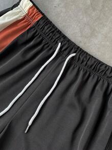 Manfinity Homme Bărbați 2buc/Set Tricou polo și pantaloni scurți în talie cu șnur de culoare contrastantă