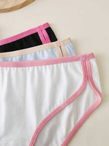 3pcs/Set Cotton Comfortable Slit Contrast Color Dopamine Cute Casual Fashion Girls Underwear, Pre-Teen - Multicolor - View 5