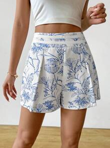 Breezaya Women Versatile Printed Shorts, Suitable For All Seasons - Blue and White - View 6