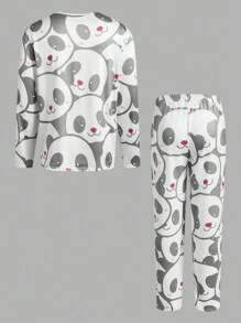 Cute Panda Print Men's Sleepwear Set - Multicolor - View 2