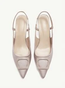 CUCCOO CHICEST 裸色扣带尖头高跟鞋，优雅通勤、休闲、派对、情人节、婚礼 - 杏色 - 查看 3