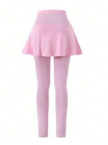 Sparklyn 假日、夏季、旅行少女打底裤，休闲优雅短裙打底裤，蝴蝶结装饰，适合春季、秋季、夏季穿着，可搭配 - 粉色 - 查看 2