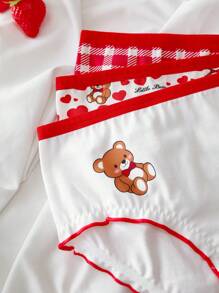 Bộ 3 quần lót 100% cotton họa tiết gấu dễ thương và kẻ caro cho bé gái tuổi teen - Nhiều màu - Xem 5