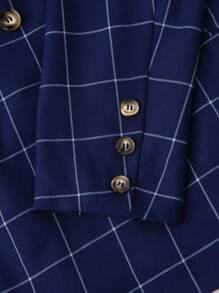 Manfinity Mode Men's Business Plaid Double-Breasted Suit Set (Jacket + Pants), Nice Suit For Men, Suits For Men, Men Suit - Navy Blue - View 7