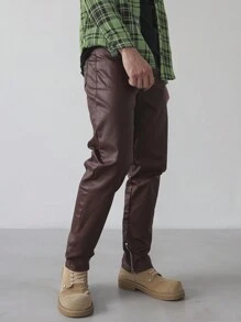 Manfinity Hypemode Jeans de unicolor con bolsillo, estilo casual sencillo para hombres, para uso diario - Rojo - Ver 7