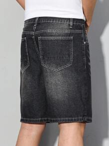 Manfinity Homme Men's Simple Loose Pocket Denim Shorts, Casual Everyday Wear - Black - View 5