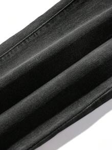 SHEIN 青少年男孩休闲时尚黑色舒适弹力紧身牛仔裤，适合日常穿着和返校服装 - 黑色 - 查看 3