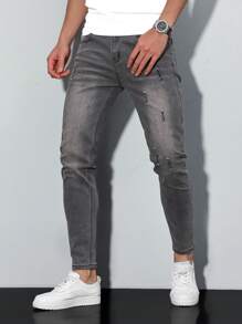 Manfinity Homme Men's Slim Fit Pocket Detail Casual Jeans, Daily Wear